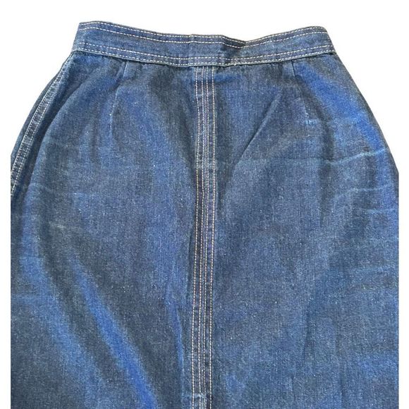 Vintage Claude Women's Back & Mid Slit Midi A-line Denim Skirt Blue Size 7/8 - Picture 15 of 16
